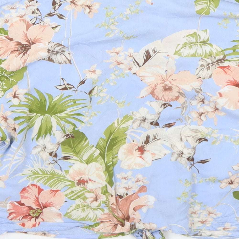 Primark Womens Multicoloured Floral Viscose Cropped Blouse Size 10 Collared