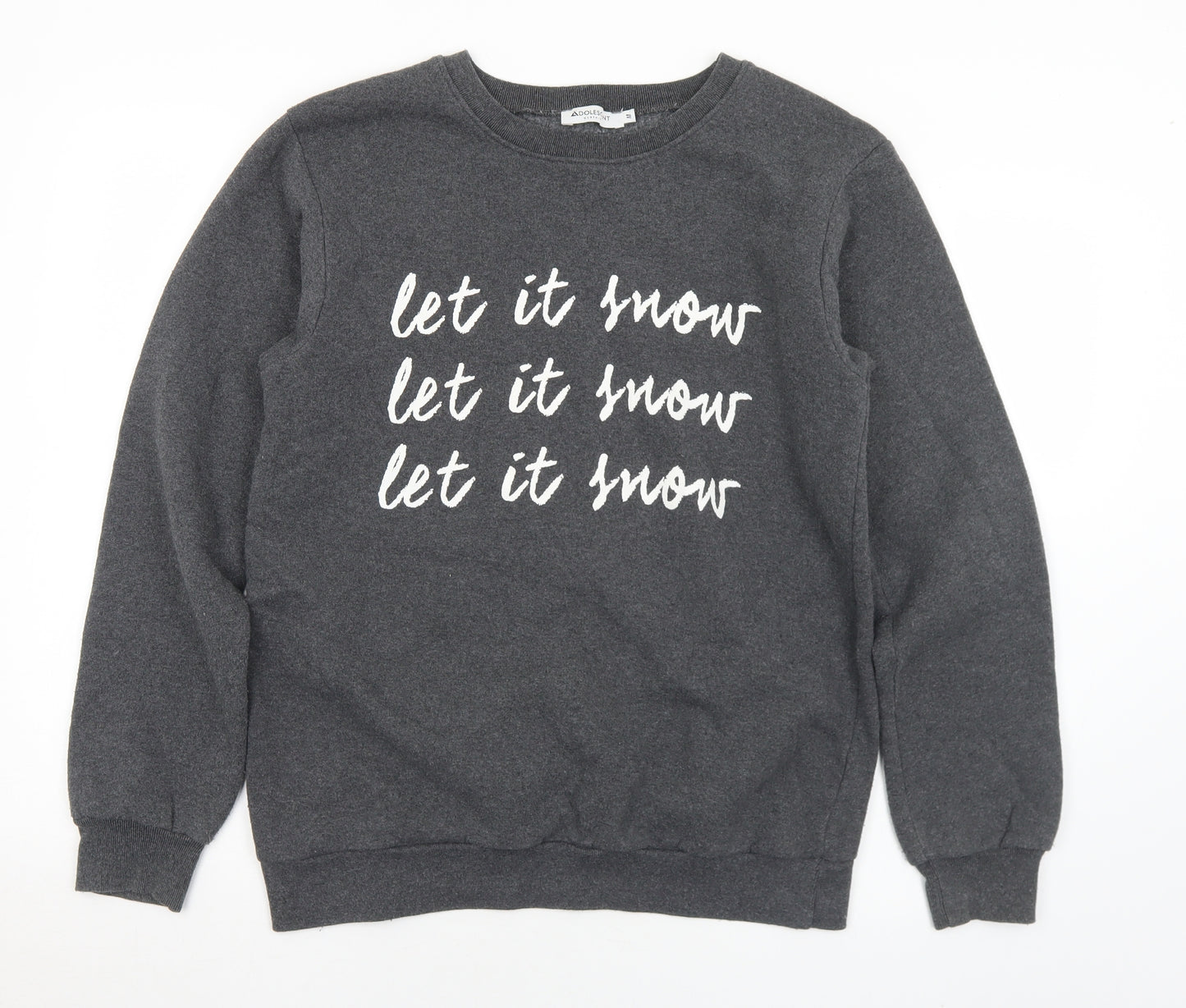 Adolescent Mens Grey  Polyester Pullover Sweatshirt Size M   - Let it snow