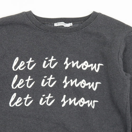 Adolescent Mens Grey  Polyester Pullover Sweatshirt Size M   - Let it snow