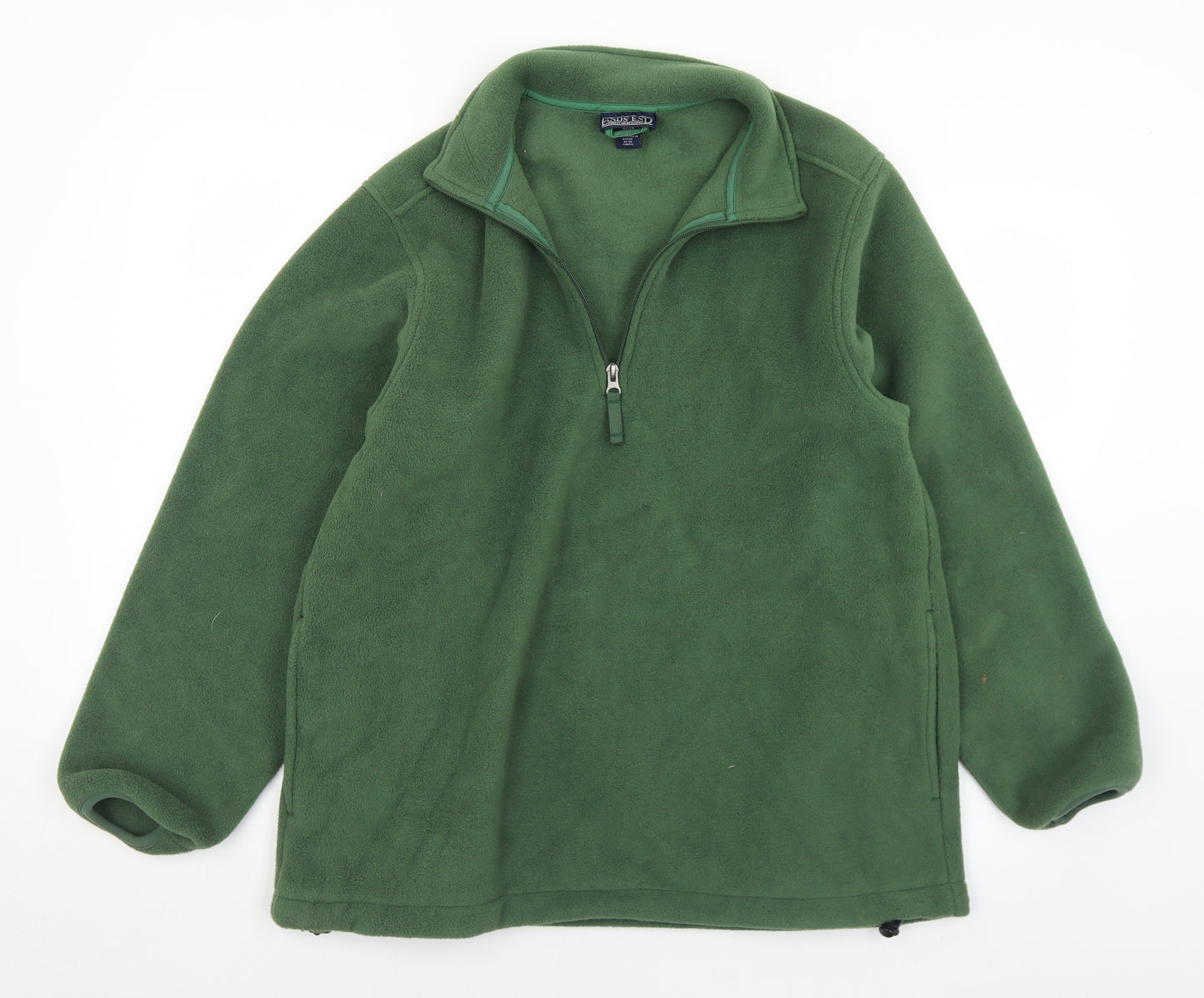 Lands' End Mens Green Collared  Polyester Pullover Jumper Size M