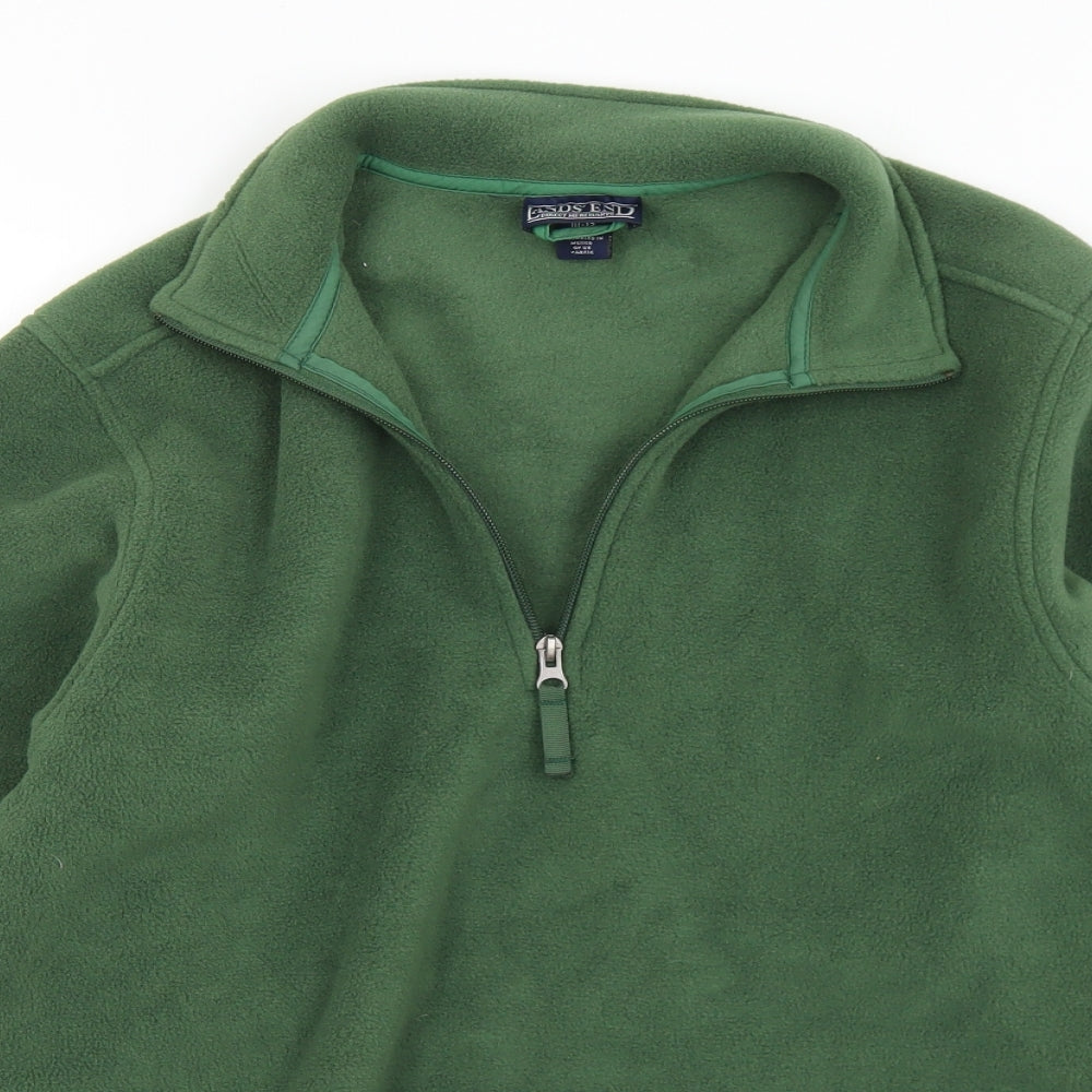 Lands' End Mens Green Collared  Polyester Pullover Jumper Size M