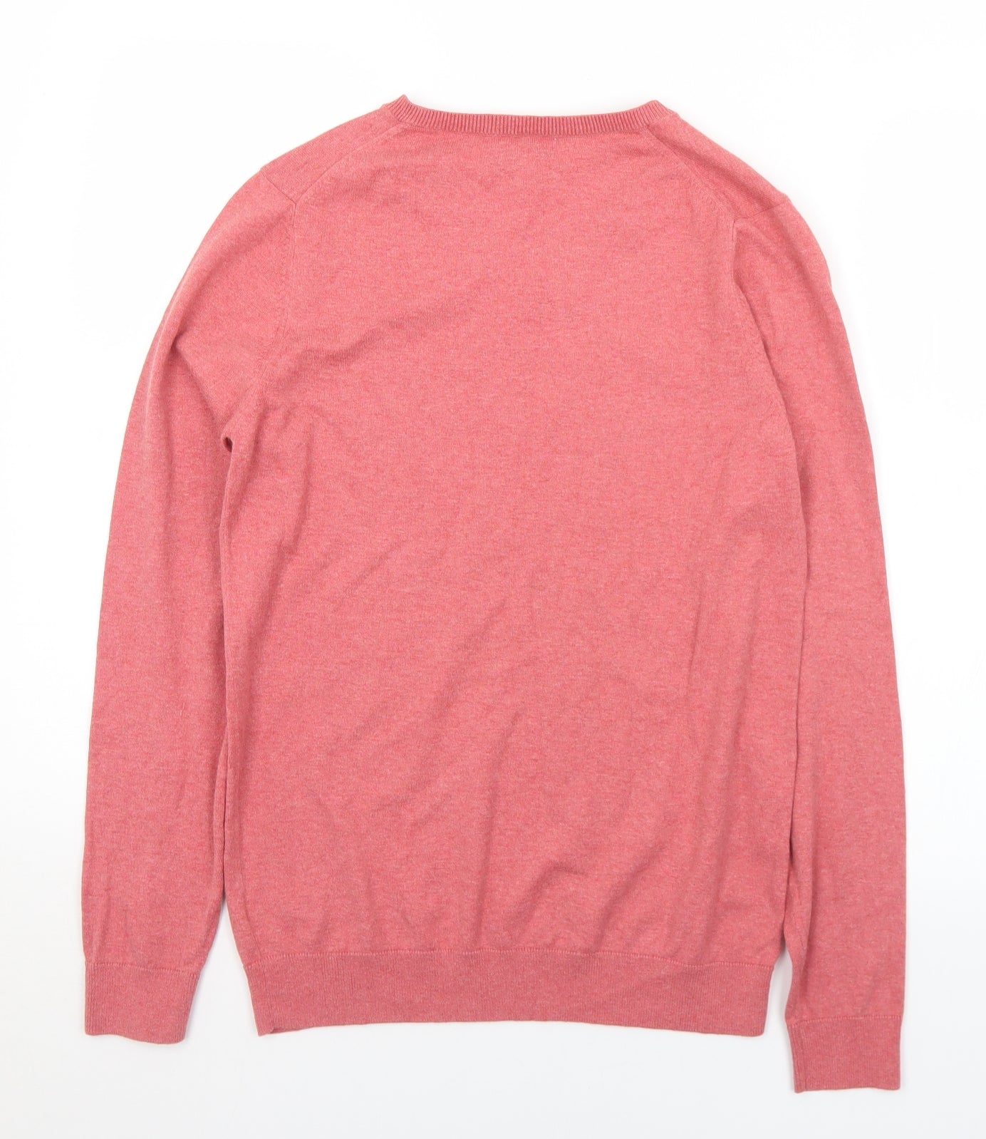 NEXT Mens Pink V-Neck  Cotton Pullover Jumper Size S