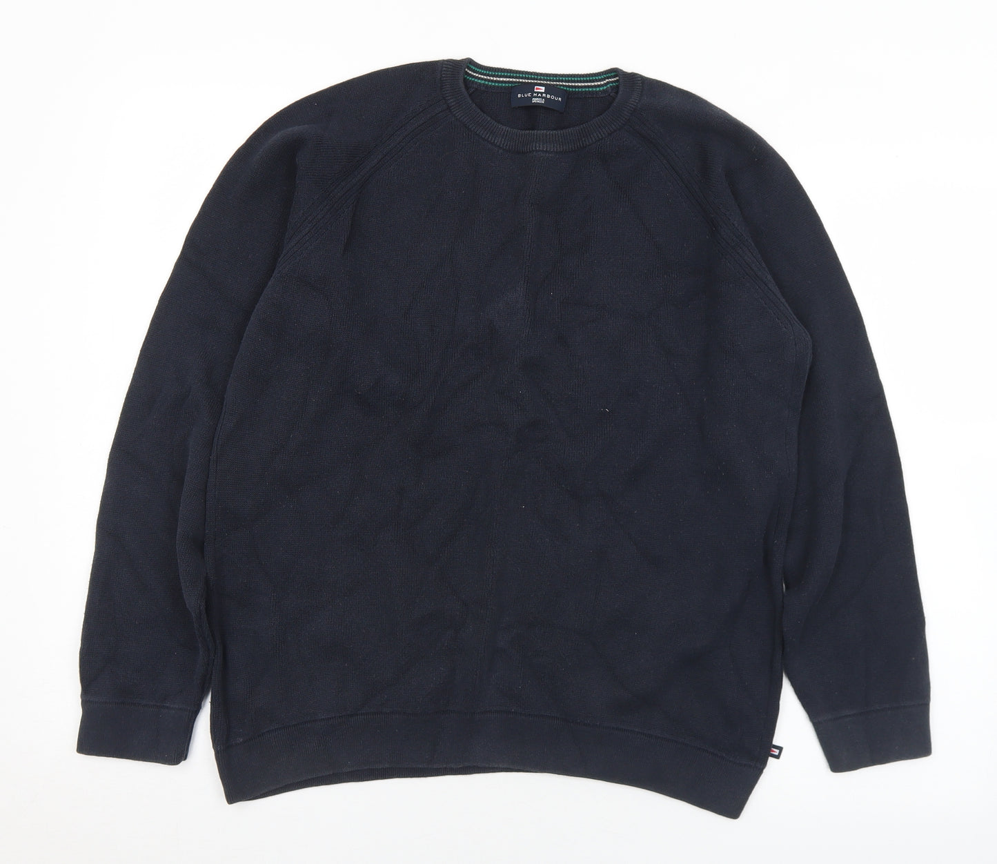 Marks and Spencer Mens Black Crew Neck  Cotton Pullover Jumper Size S