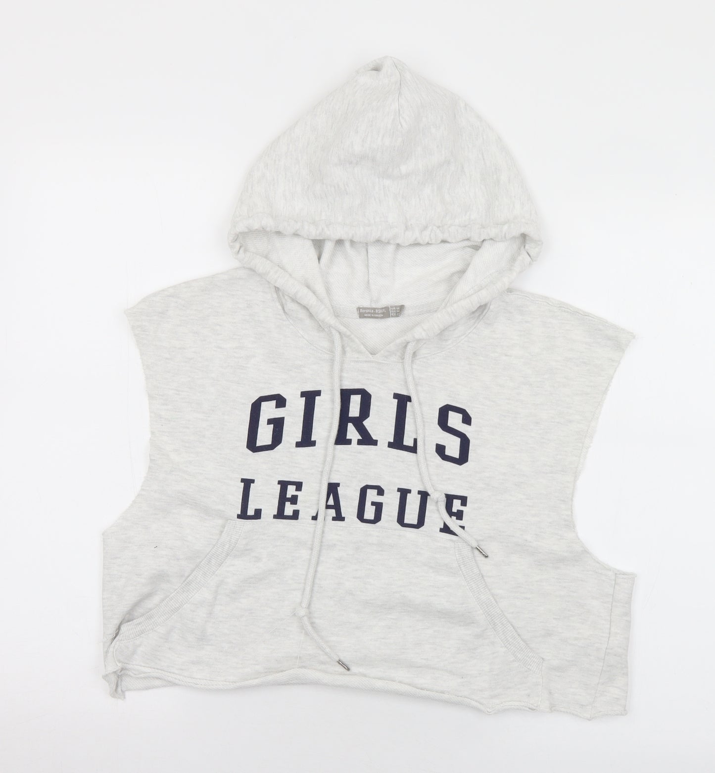 Bershka Womens Grey  Cotton Pullover Hoodie Size M   - Girl's League