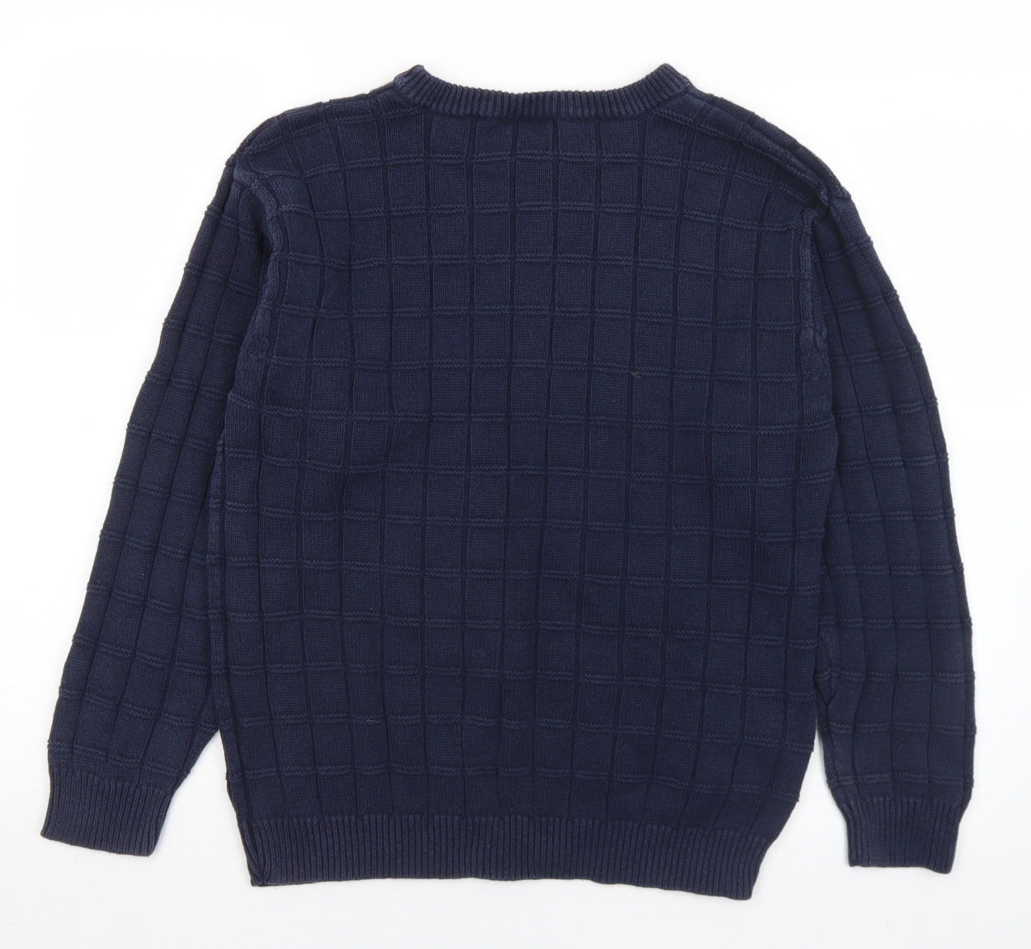 IZOD Womens Blue Crew Neck Geometric Cotton Pullover Jumper Size 14   - 14-16