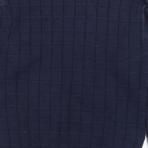 IZOD Womens Blue Crew Neck Geometric Cotton Pullover Jumper Size 14   - 14-16