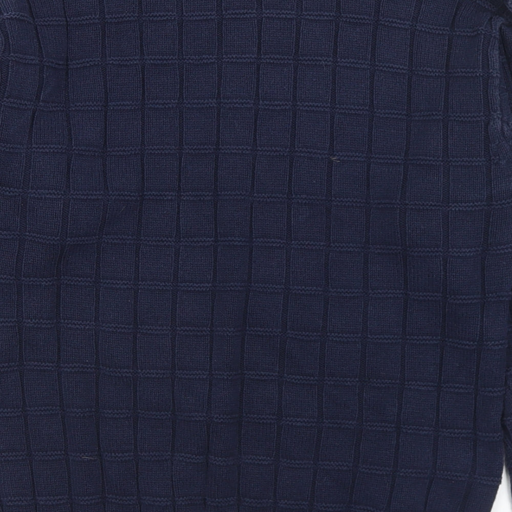 IZOD Womens Blue Crew Neck Geometric Cotton Pullover Jumper Size 14   - 14-16