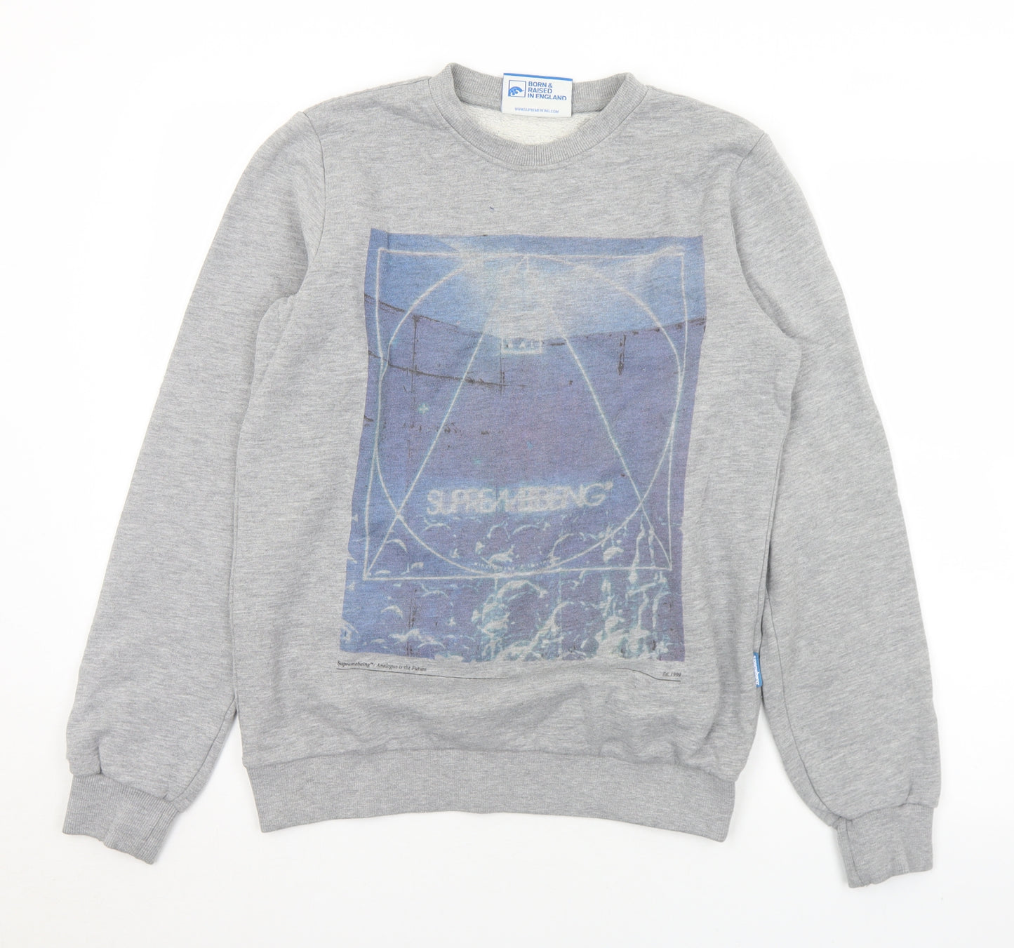 Supremebeing Mens Grey  Cotton Pullover Sweatshirt Size S   - Logo