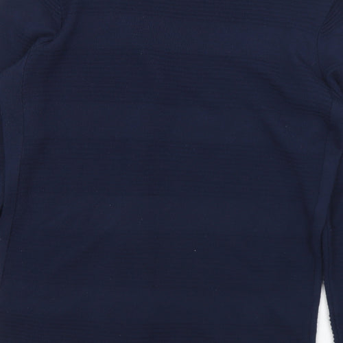 AFIBEL Womens Blue Round Neck Striped Acrylic Pullover Jumper Size 10   - 10-12