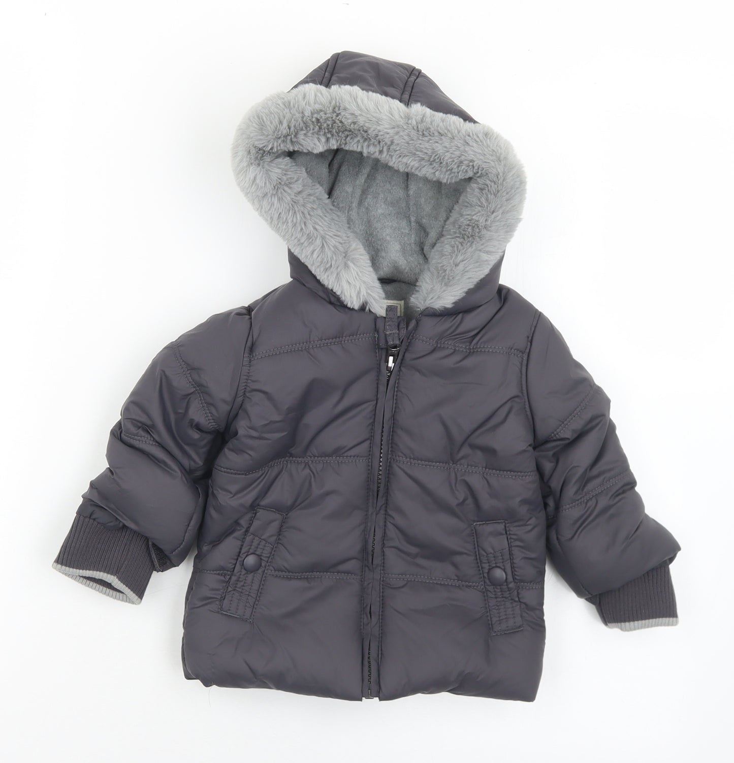 George Baby Grey   Puffer Jacket Coat Size 6-9 Months   Zip