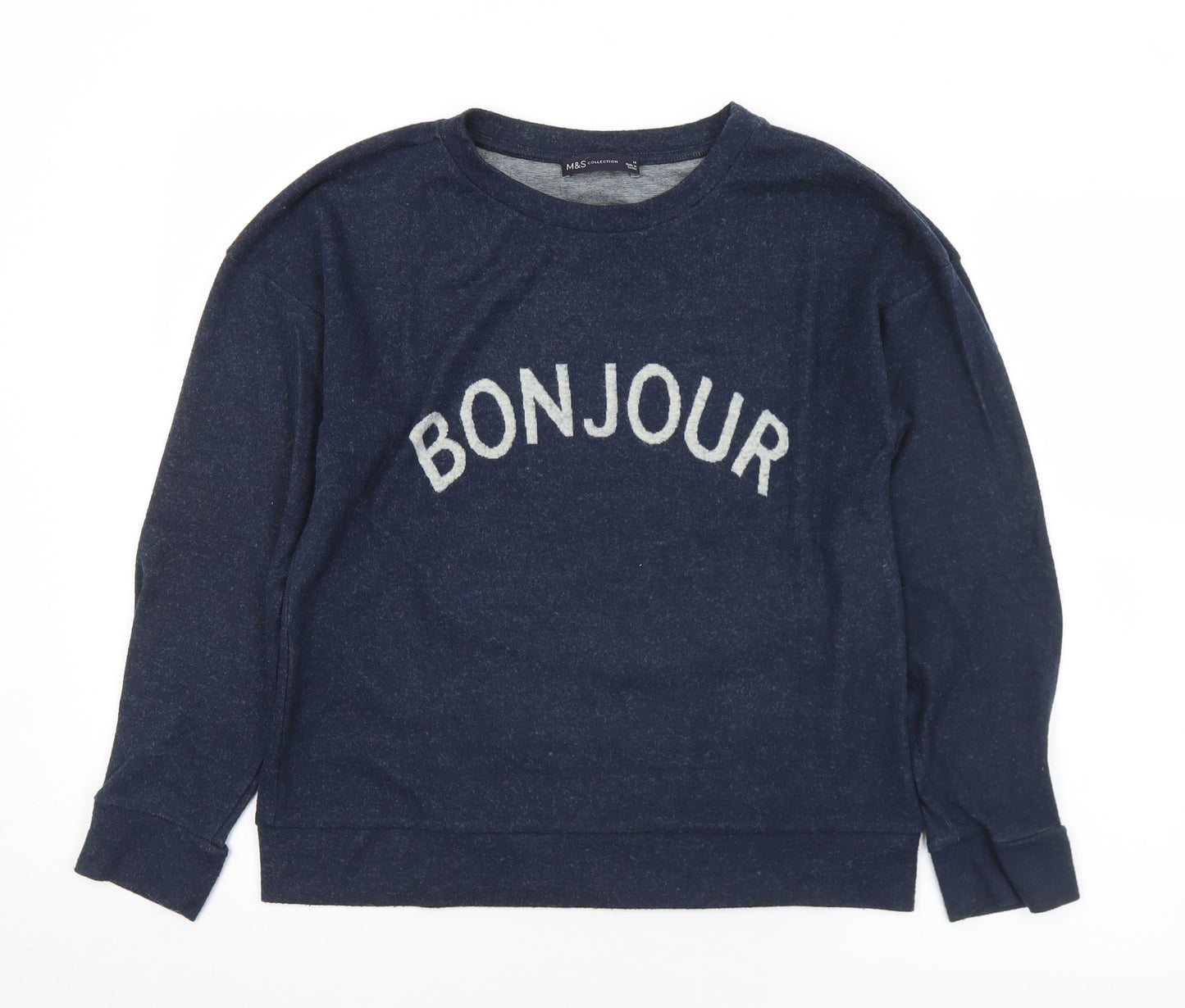 Marks and Spencer Womens Blue Crew Neck  Polyester Pullover Jumper Size 10   - Bonjour