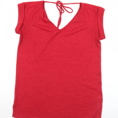 NEXT Womens Red  Polyester Jersey T-Shirt Size 12 V-Neck