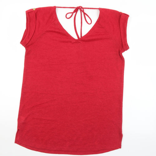 NEXT Womens Red  Polyester Jersey T-Shirt Size 12 V-Neck