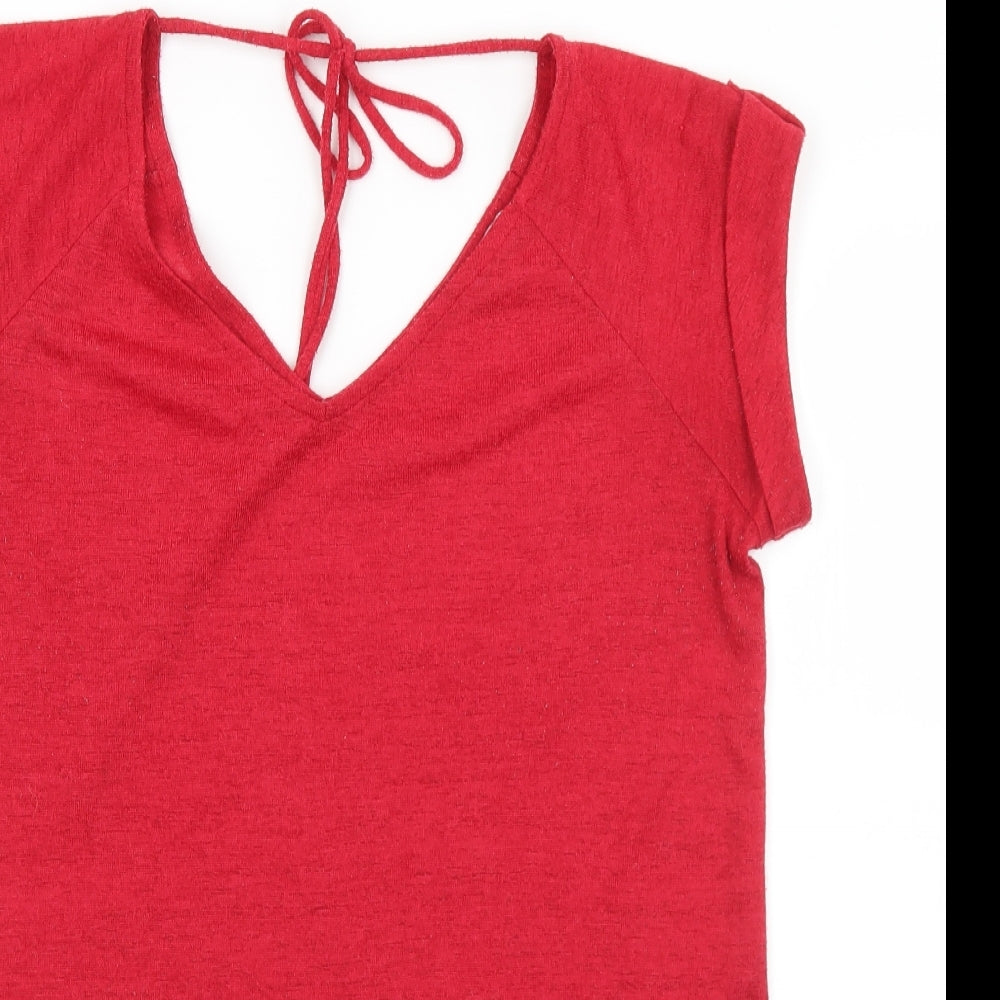 NEXT Womens Red  Polyester Jersey T-Shirt Size 12 V-Neck