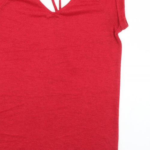 NEXT Womens Red  Polyester Jersey T-Shirt Size 12 V-Neck