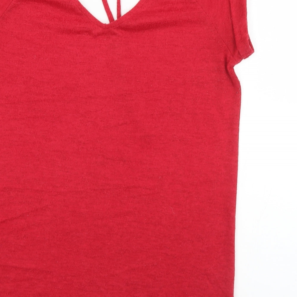 NEXT Womens Red  Polyester Jersey T-Shirt Size 12 V-Neck