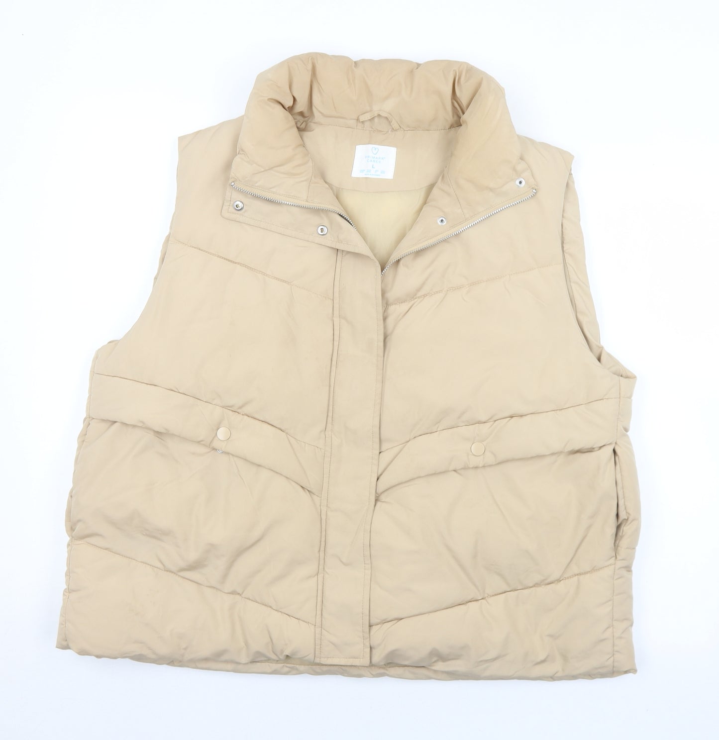 Primark Womens Beige   Gilet Coat Size 14  Zip - 14-16