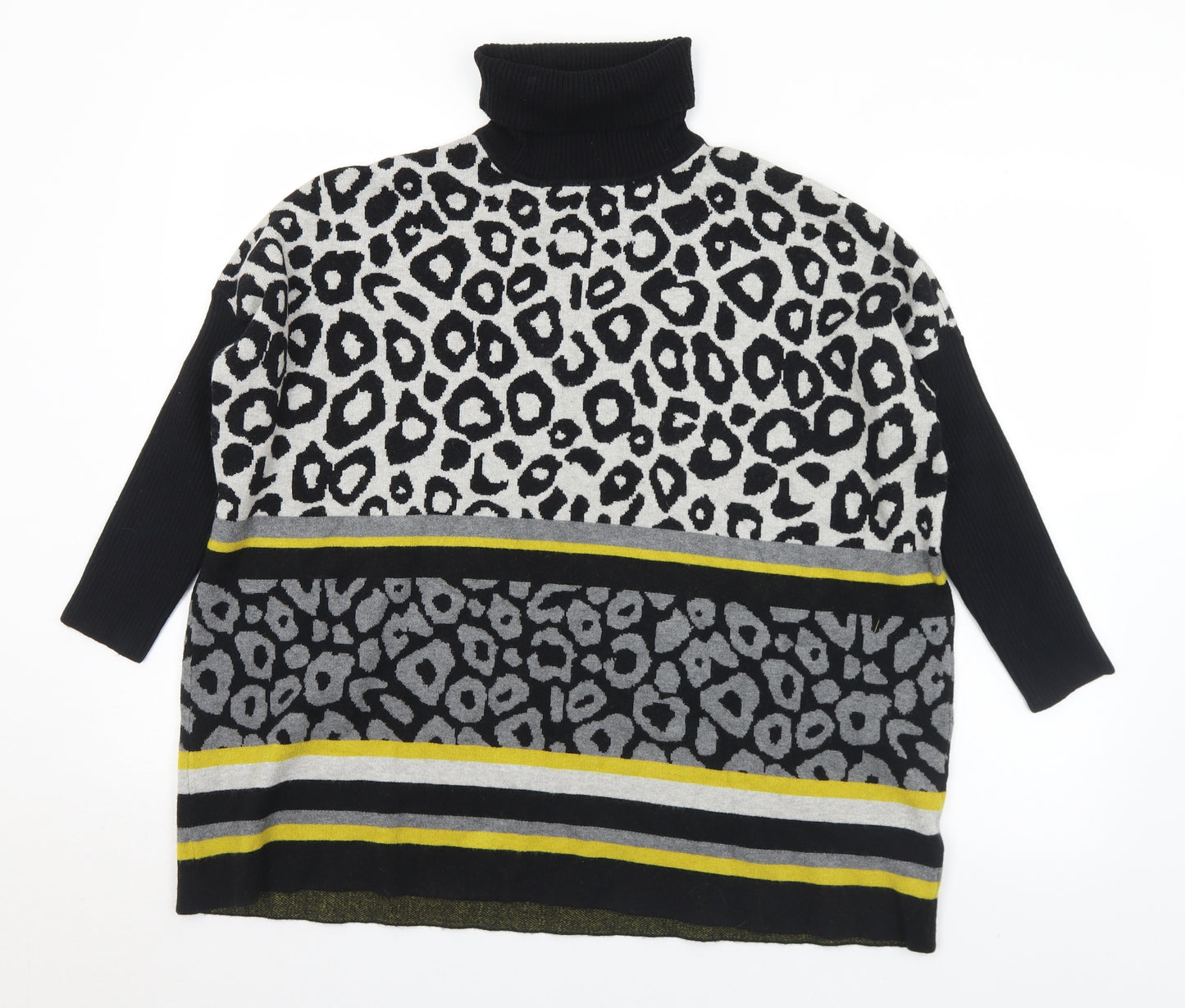 Mudflower Womens Multicoloured Roll Neck Animal Print Viscose Pullover Jumper Size S   - S/M