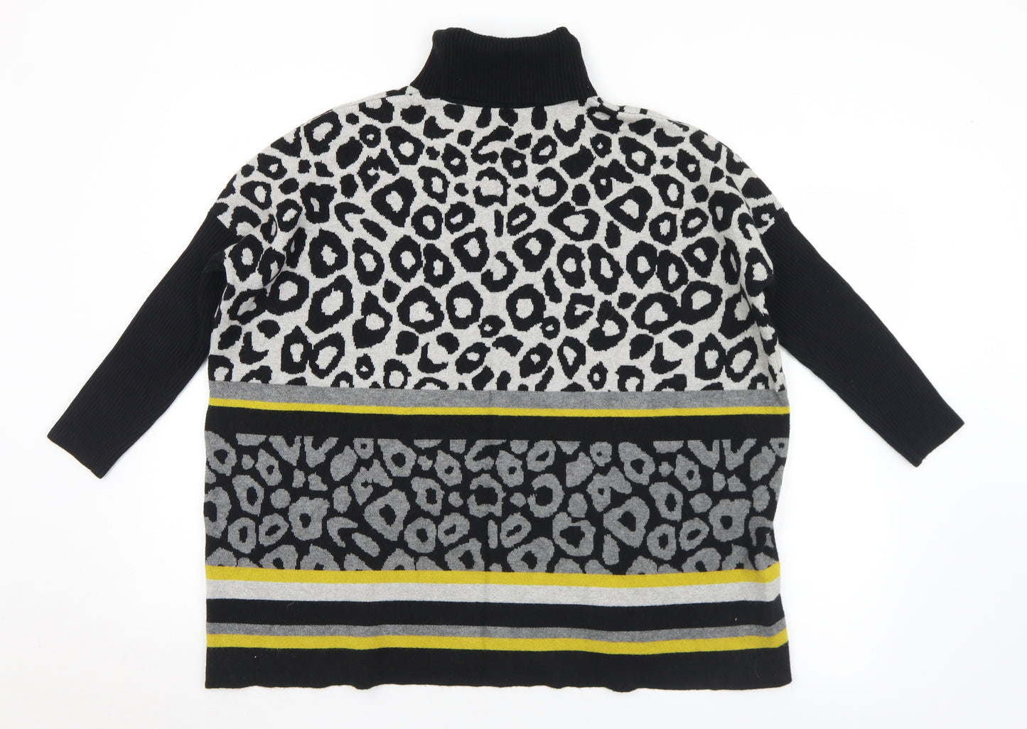 Mudflower Womens Multicoloured Roll Neck Animal Print Viscose Pullover Jumper Size S   - S/M