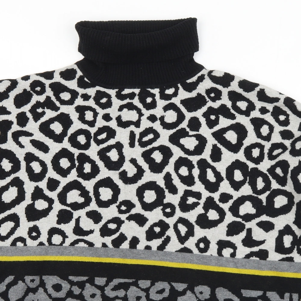Mudflower Womens Multicoloured Roll Neck Animal Print Viscose Pullover Jumper Size S   - S/M