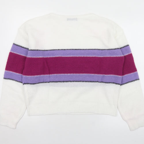 SheIn Womens Multicoloured Round Neck Striped Polyester Pullover Jumper Size S