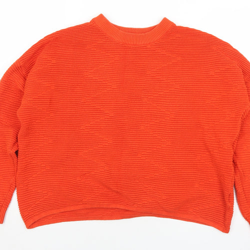 Divided Womens Orange Mock Neck  Cotton Pullover Jumper Size S
