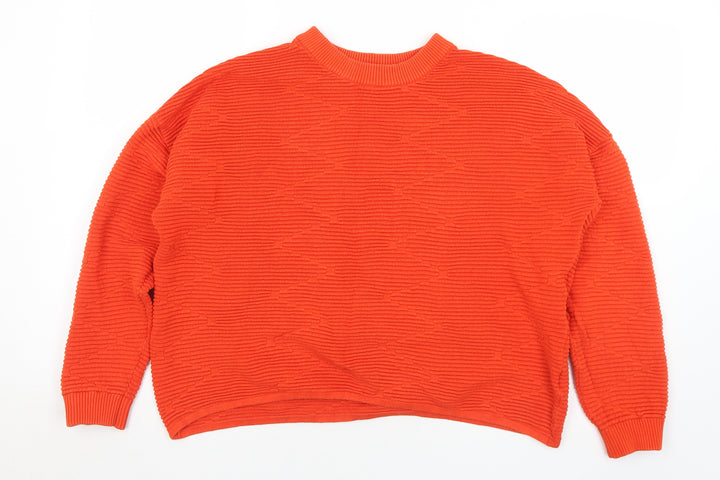 Divided Womens Orange Mock Neck Cotton Pullover Jumper Size S