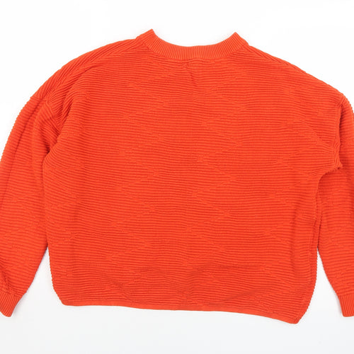 Divided Womens Orange Mock Neck  Cotton Pullover Jumper Size S
