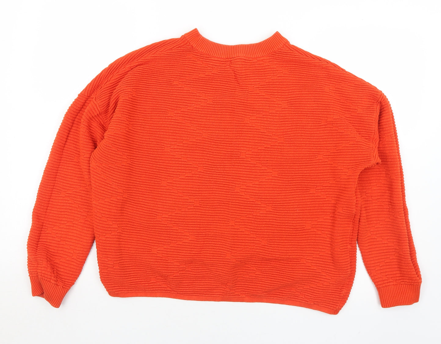 Divided Womens Orange Mock Neck  Cotton Pullover Jumper Size S