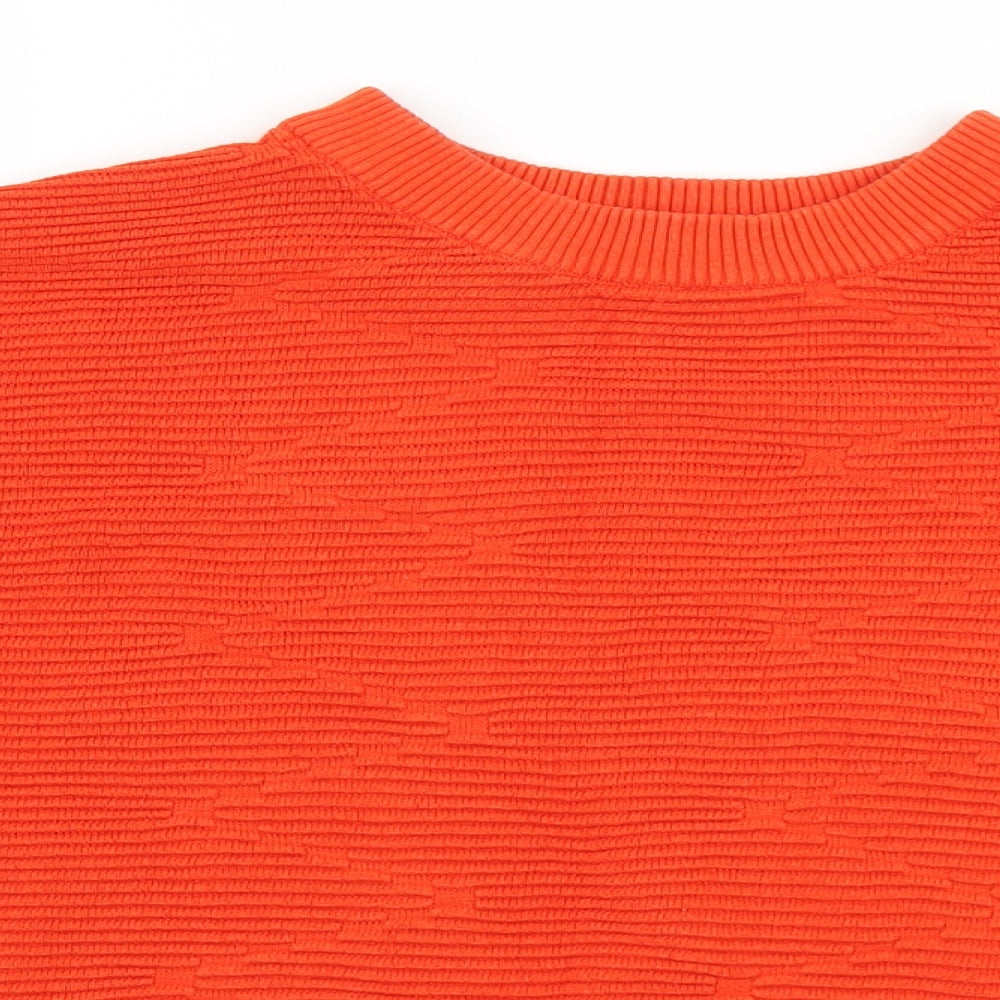 Divided Womens Orange Mock Neck  Cotton Pullover Jumper Size S