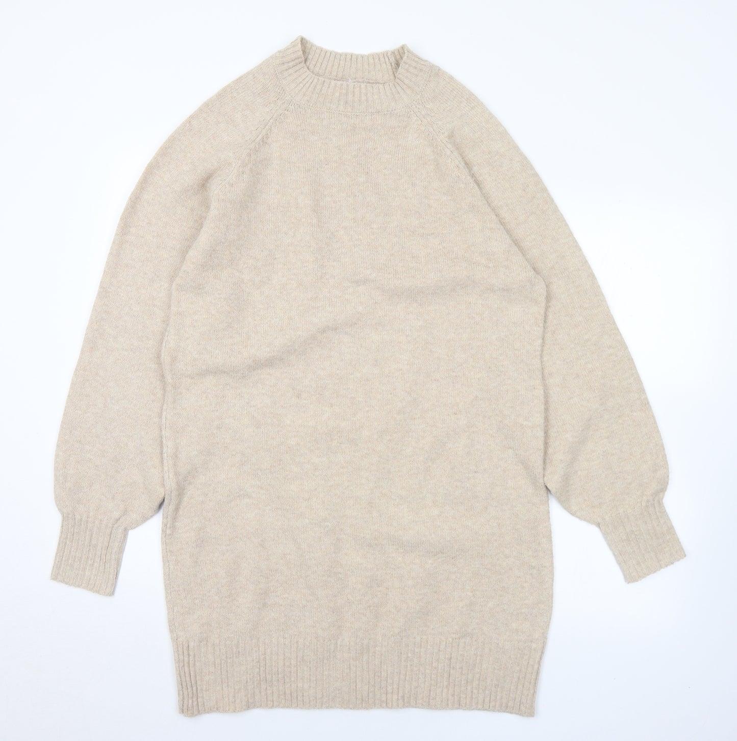 Matalan Womens Beige  Polyester Jumper Dress  Size M  Mock Neck