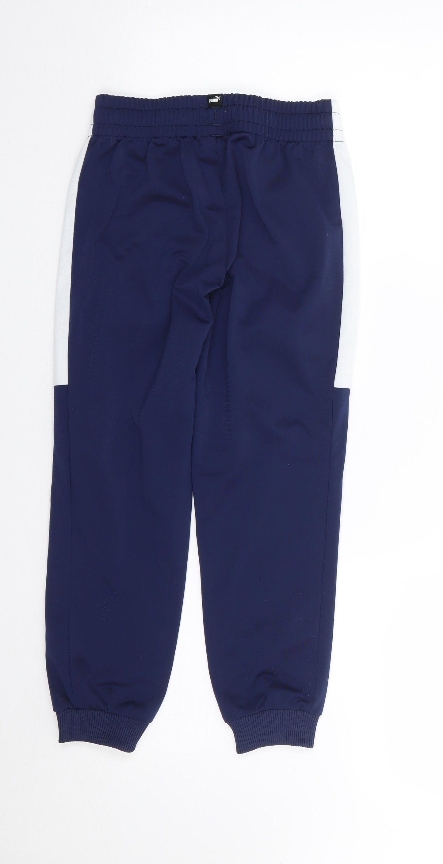 PUMA Boys Blue  Polyester Jogger Trousers Size 7-8 Years L21 in Regular Drawstring