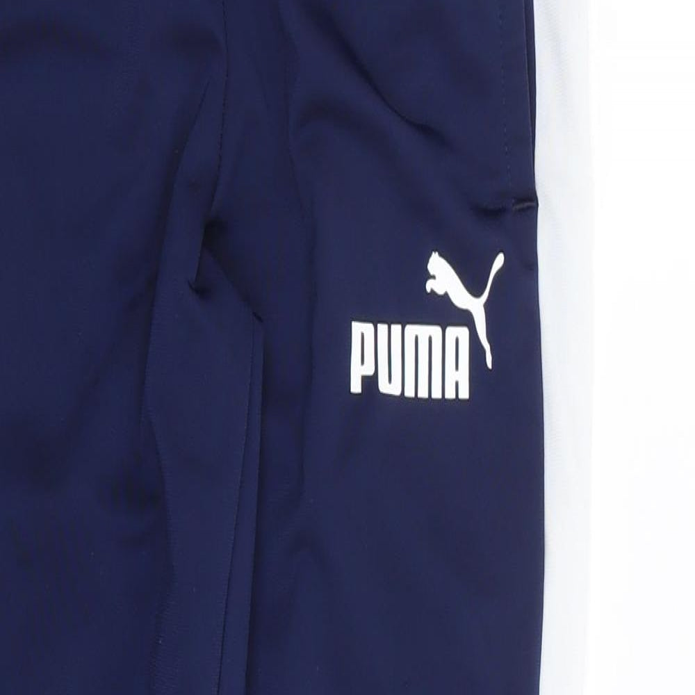 PUMA Boys Blue  Polyester Jogger Trousers Size 7-8 Years L21 in Regular Drawstring