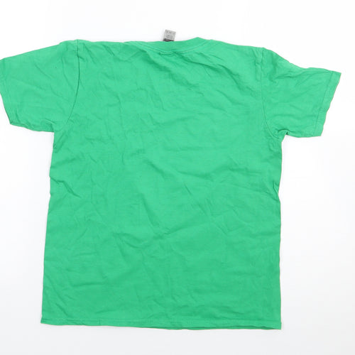 Gildan Boys Green  100% Cotton Jersey T-Shirt Size L Crew Neck Pullover - Ireland
