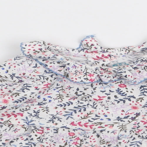 Leigh Tucker Girls Multicoloured Floral 100% Cotton Jersey T-Shirt Size 3-6 Months Collared Pullover