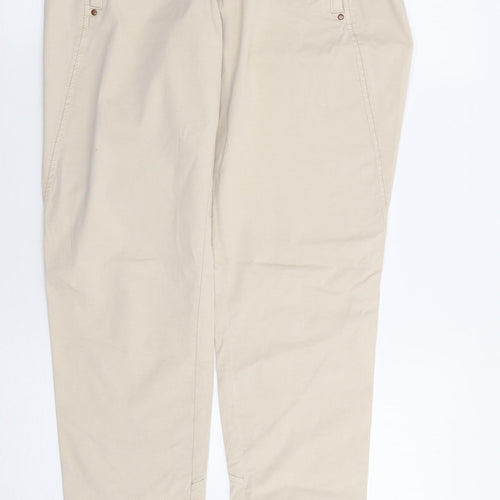 I Say  Womens Beige  Cotton Chino Trousers Size 38 L31 in Regular Zip