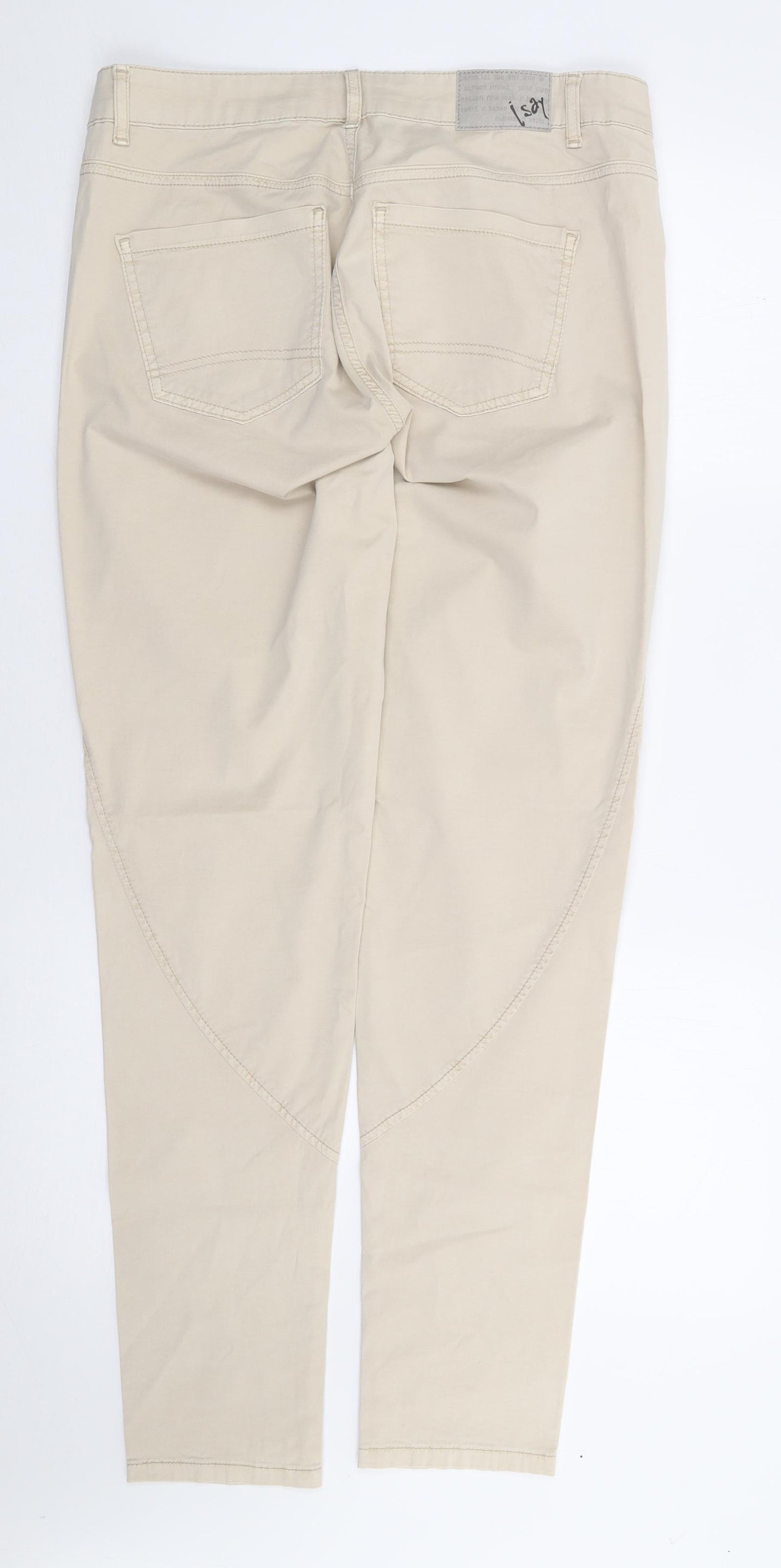 I Say  Womens Beige  Cotton Chino Trousers Size 38 L31 in Regular Zip