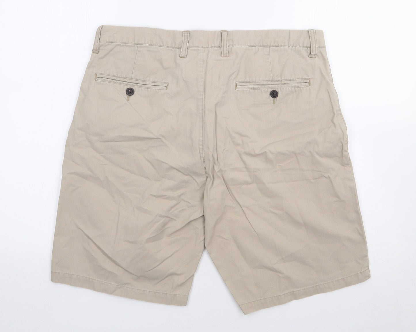 H&M  Mens Beige  Cotton Chino Shorts Size 34 L9 in Regular Zip