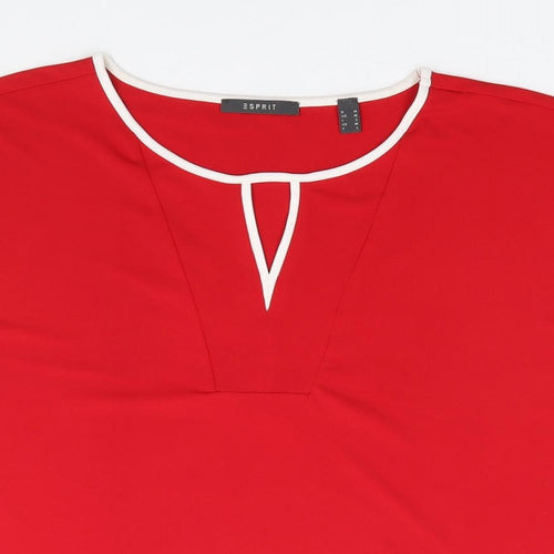 ESpirit Womens Red  Polyester Jersey T-Shirt Size M Crew Neck