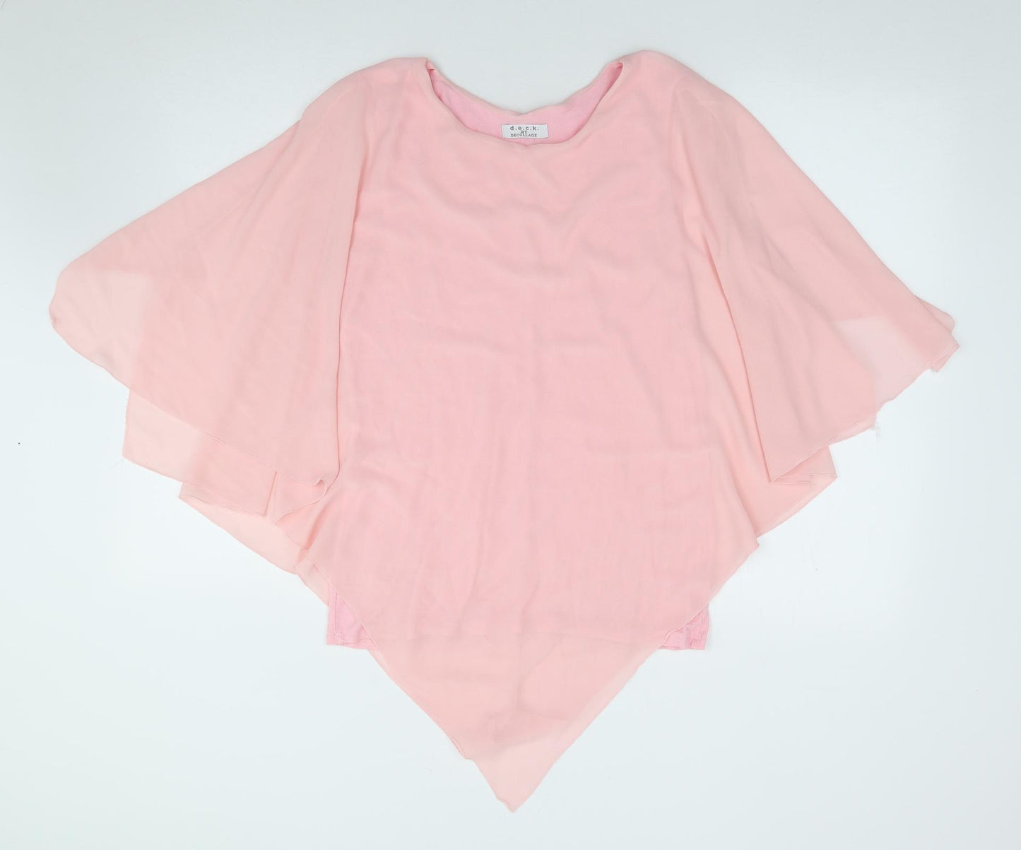 Decollage Womens Pink  Polyester Jersey Blouse Size 10 Round Neck