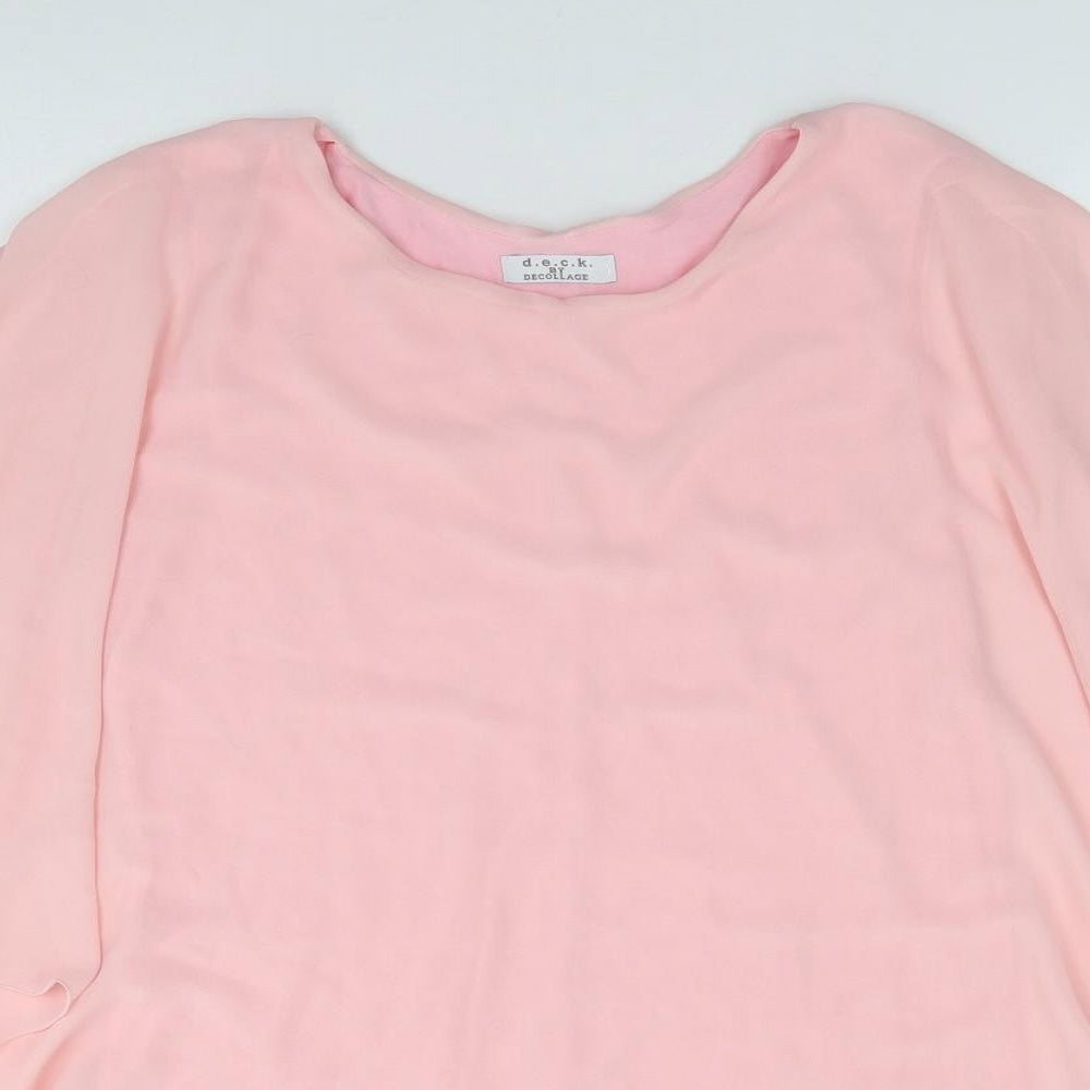 Decollage Womens Pink  Polyester Jersey Blouse Size 10 Round Neck