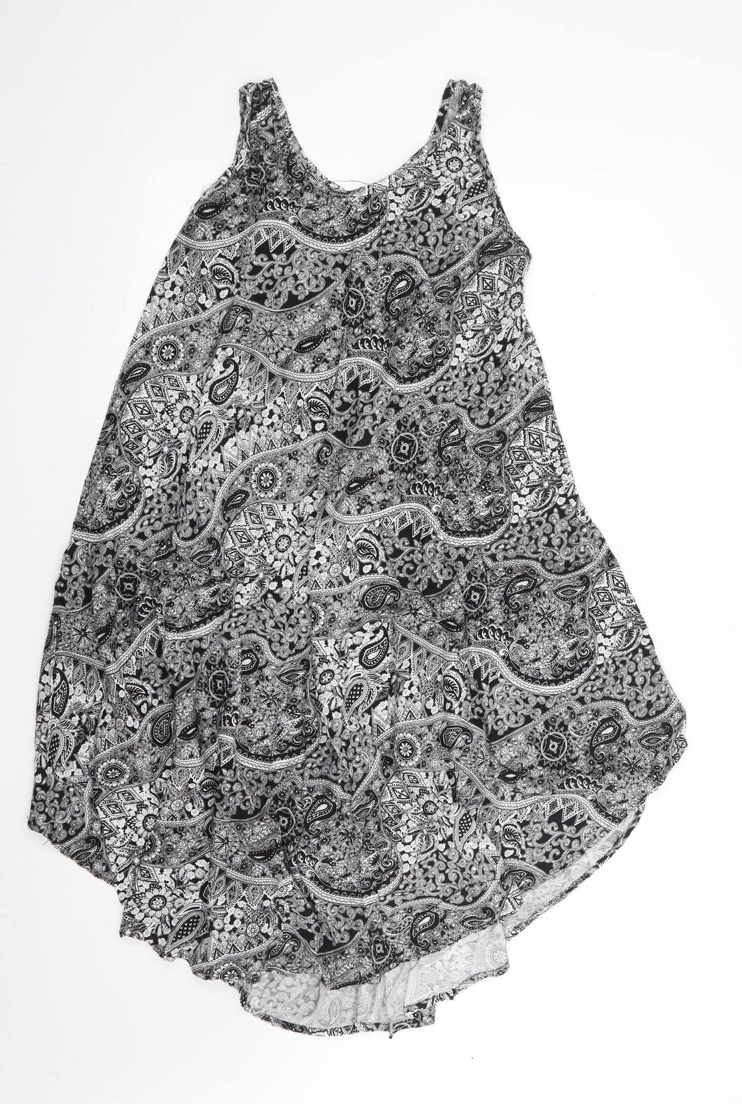 Siesta Womens Black Paisley Polyester Tank Dress  One Size  Round Neck Pullover