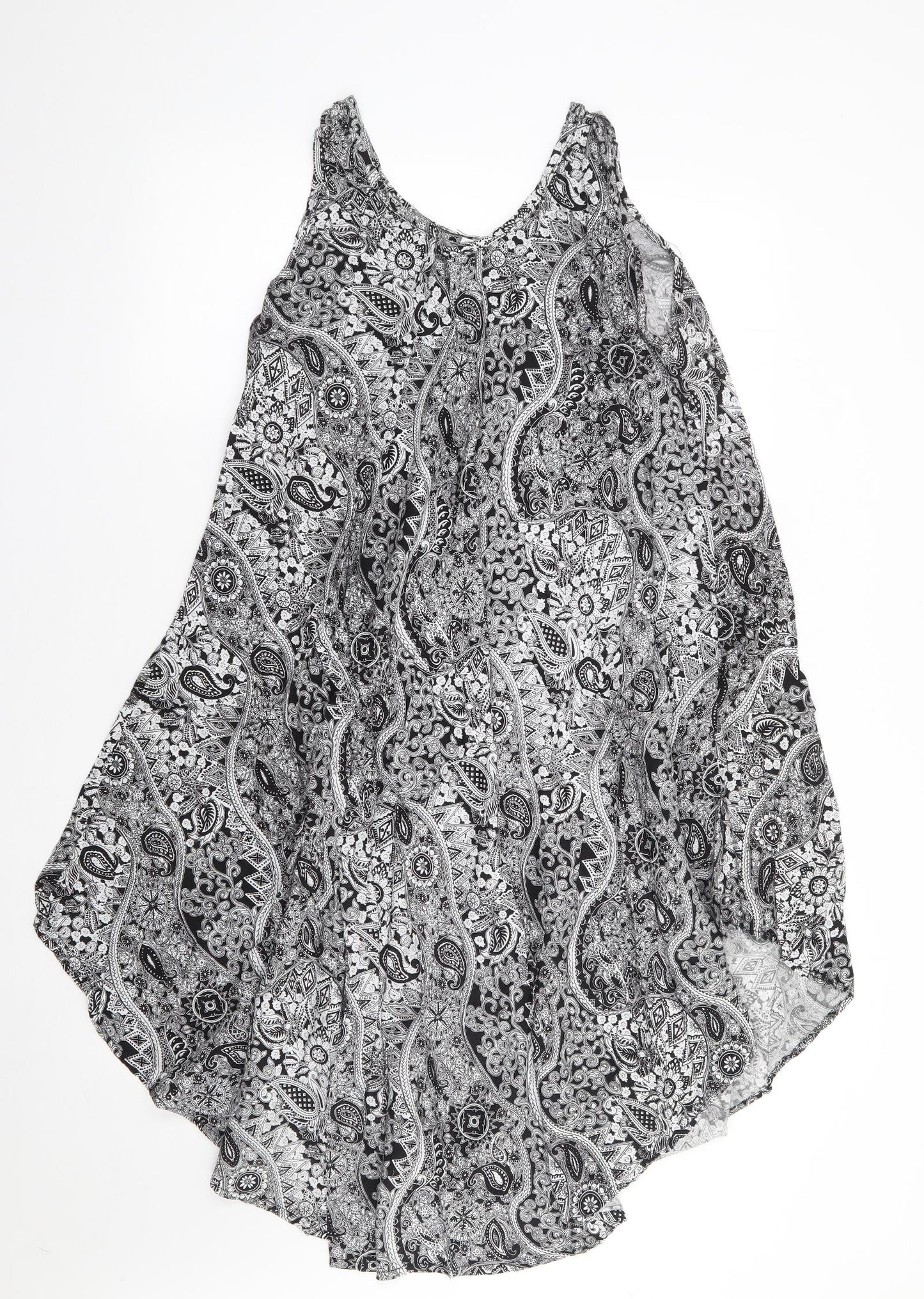 Siesta Womens Black Paisley Polyester Tank Dress  One Size  Round Neck Pullover