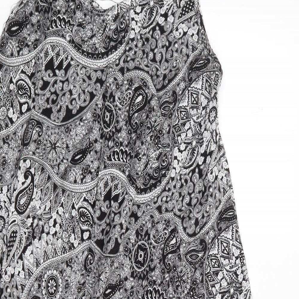 Siesta Womens Black Paisley Polyester Tank Dress  One Size  Round Neck Pullover