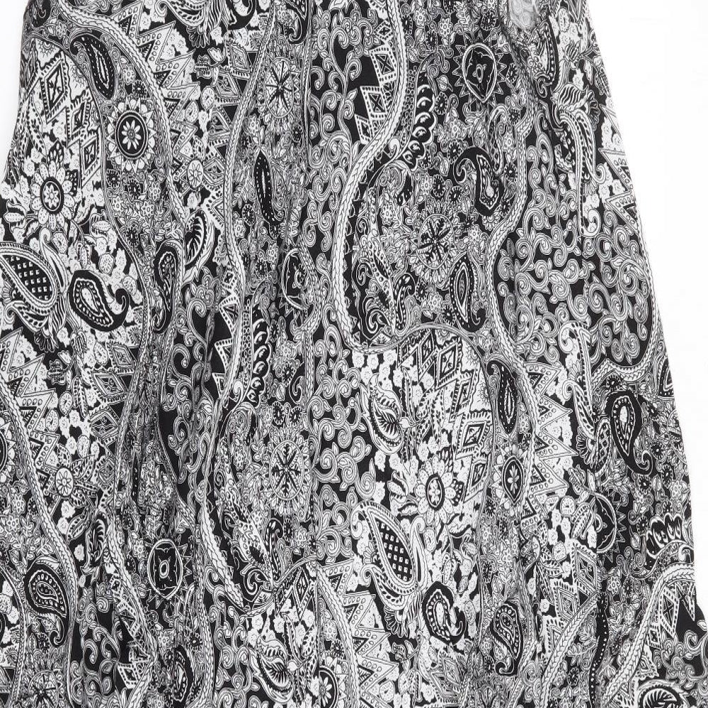 Siesta Womens Black Paisley Polyester Tank Dress  One Size  Round Neck Pullover