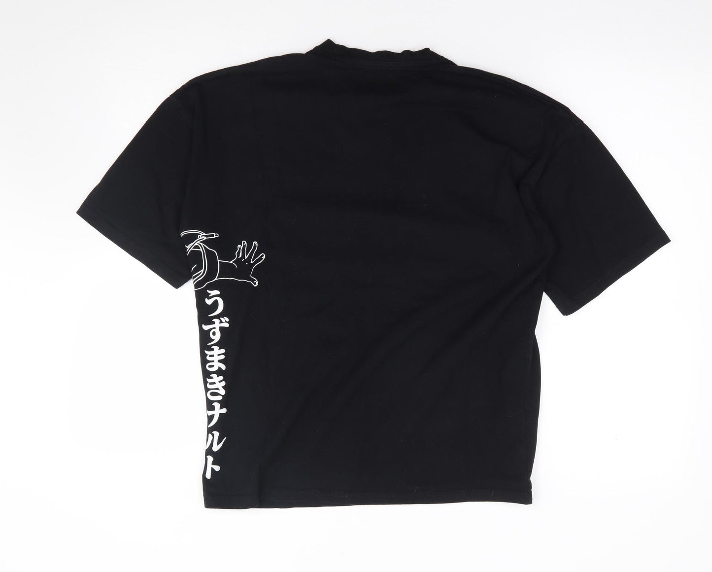 Pull & Bear Mens Black  Polyester  T-Shirt Size XS Crew Neck  - Naruto