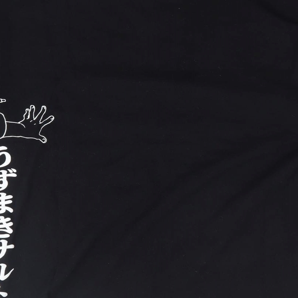 Pull & Bear Mens Black  Polyester  T-Shirt Size XS Crew Neck  - Naruto