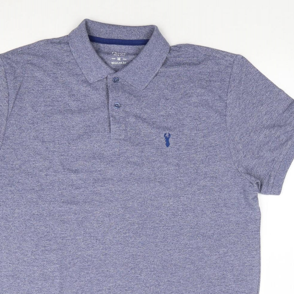 Next  Mens Blue  Polyester  Polo Size M Collared Pullover
