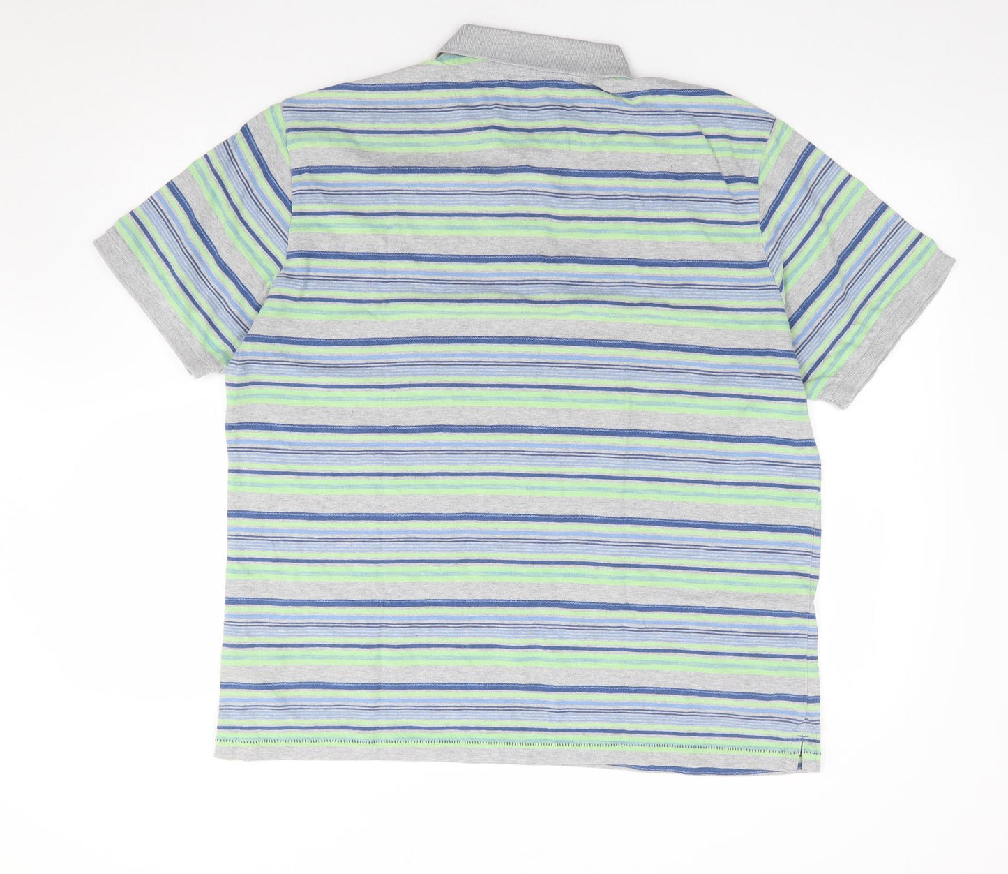 Marks and Spencer Mens Multicoloured Striped Cotton  Polo Size XL Collared Pullover