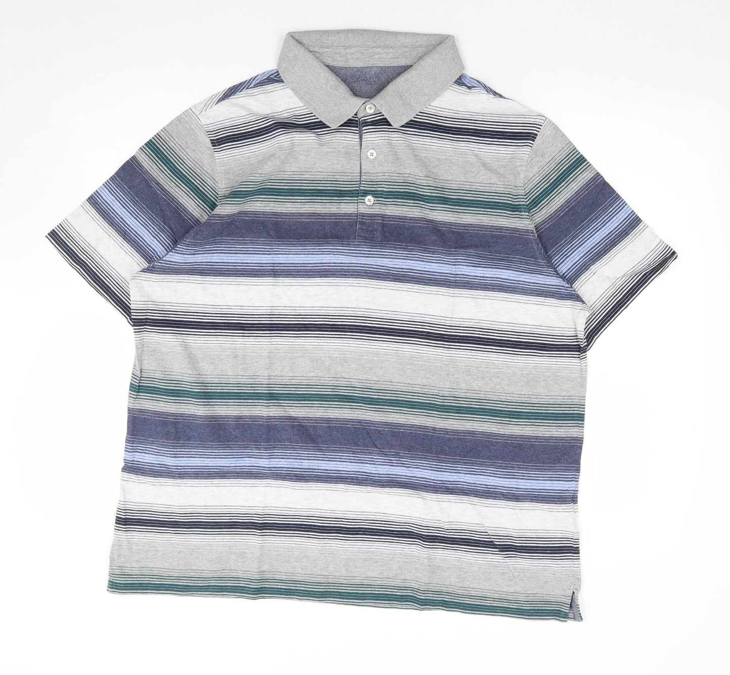 Marks and Spencer Mens Multicoloured Striped Cotton  Polo Size XL Collared Pullover